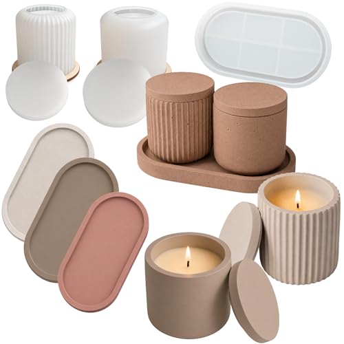 Set of 3 Silicone Molds with Lids and Tray for Concrete, Resin, and Plaster | DIY Casting Molds for Decorative Containers and Home Decor — Form Me™
