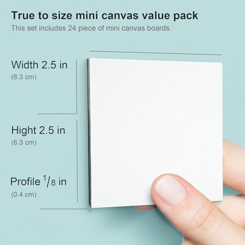 AUREUO Mini Magnetic Canvas Panel 2.5x2.5 Inch / 24 Pack - Small Square Flat Canvas Board with Magnet Back Art Gift Set Bulk Pack Tiny Thin Canvases for Painting & Craft - size: 2.5"x2.5", Canvas Panel
