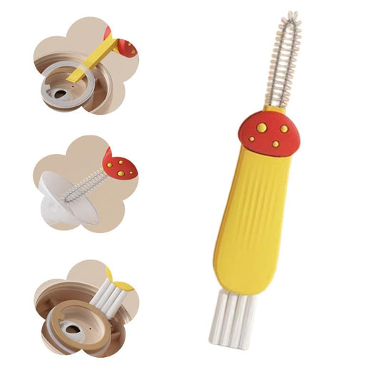 3 in 1 Cup Lid Cleaning Brush, 2024 New Portable Crevice Cleaning Brush Set for Baby Bottle Gap Tight Spaces Cup, Rotatable Cup Lid Cleaner Cup Mouth Scrubber - color: C-yellow