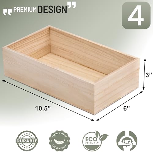 Sorbus Unfinished Wood Crates - Organizer Bins, Wooden Box for Pantry, Closet, Arts & Crafts, Cabinet Organizers, Containers (4 Pack) - style: 4 Pack
