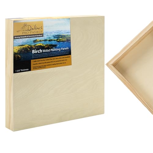Da Vinci Pro Birch Wood Panel 1-5/8 Deep – 4x4 Single Panel - Fine Textured, Warp Resistant, Lightweight & Rigid – Perfect for Mounting Sanded Pastel or Watercolor Paper, Linen or Canvas - size: 4x4"