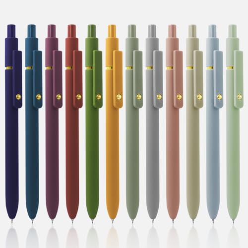 UIXJODO 12 Pcs Gel Pens 0.5mm Quick Dry Black Ink Pens Fine Point Smooth Writing Pens, Cute Office and School Supplies Gifts for Women Teacher Students (12 Pcs Morandi and Vintage Gold) - color: 12 Pcs Morandi and Vintage Gold