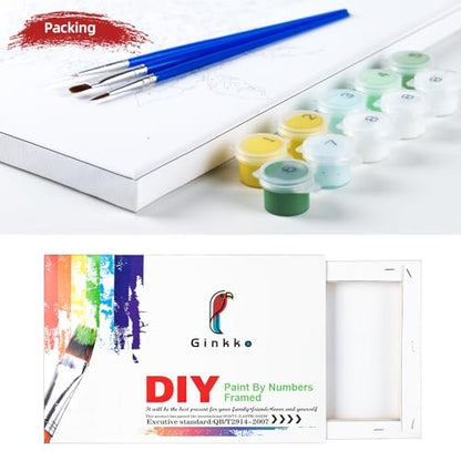 Ginkko Paint by Numbers Kit for Adults Beginner & Kids Ages 8-12 with Wooden Frame Easy Acrylic on Canvas 8x12 inch with Paints and Brushes, Bird(Include Framed) - color: Bird framed, size: 8x12 Inch