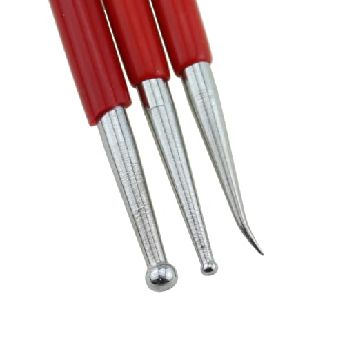 RLECS 3PCS Industrial Leather Engraving Knife Set Length 16.3cm Pressing Rubbing Tool Stainless Steel Sculpting Tool Suitable for Pattern Positioning Line Sketching Clay Modelling