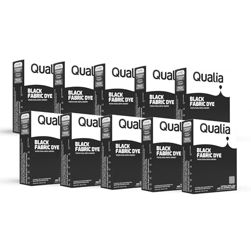 Qualia All Purpose Powder Fabric Dye, Easy to Use Dye for Natural Fabrics: Cotton, Wool, Silk, Wood, & Linen, Ultra Concentrated Colors, Black, 10 Pack - color: Black, size: 10