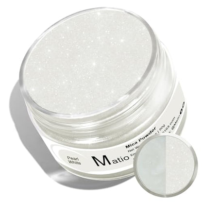 Matio Pearl White Mica Powder for Epoxy Resin, 1.8oz/ 50g Pearlescent Effect Mica Powder Natural Color Pigment for Soap Making, Bath Bomb, Candle Dye, Resin Craft,Paint,Nails Art,Jewelry,Slime Pigment - color: Pearl White