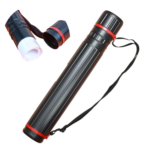 1 Pack Extendable Poster Tube Art & Poster Transport Tube, 17” to 27” Adjustable Poster Roll Tube with Shoulder Strap, Portable Poster Mailing Tube Blueprint Holder for Artworks Drafting Scrolls
