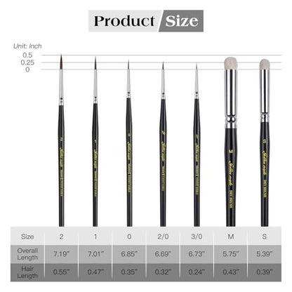 Kolinsky Sable Miniature Paint Brushes - Golden Maple 7pcs Detail Paint Brushes Drybrushes for Acrylic Watercolor, Small Fine Detail Paint Brush Set for Mini Paints (Black) - color: Black
