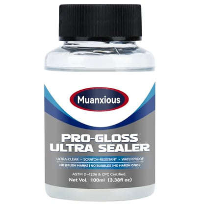 Muanxious Studio High‑Gloss Varnish – Crystal‑Clear, Non‑Tacky Finish for Air‑Dry & Polymer Clay, Miniatures, Water‑Based,ASTM D‑4236, 100ml (3.38 fl oz) - size: 100ml (3.38 fl oz)