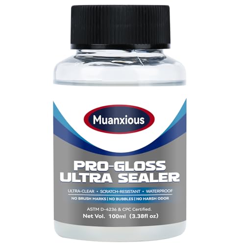 Muanxious Studio High‑Gloss Varnish – Crystal‑Clear, Non‑Tacky Finish for Air‑Dry & Polymer Clay, Miniatures, Water‑Based,ASTM D‑4236, 100ml (3.38 fl oz) - size: 100ml (3.38 fl oz)