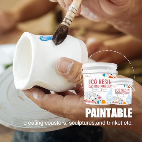 Eco Resin Casting Powder - 2800g Ceramic Resin Powders Kit with 6pcs Pigments, Fast Curing, Easy to Demold, Water Mixed Activated - Toxic-Free, Odorless - Plaster Casting Kit for DIY Home Art Crafts - color: White,100oz