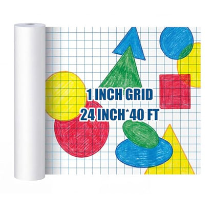 Jetec 1 Roll Large Grid Graph Paper Roll 1'' Grid 23.6 Inch x 40ft Sewing Pattern Paper for Drafting Quilting Drawing Sketching Classroom Teaching Supplies Gifts - color: 1'' Grid, size: 23.6 Inch X 39ft
