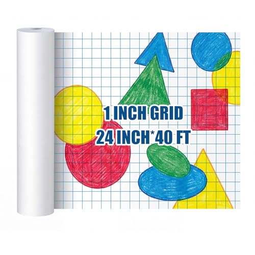 Jetec 1 Roll Large Grid Graph Paper Roll 1'' Grid 23.6 Inch x 40ft Sewing Pattern Paper for Drafting Quilting Drawing Sketching Classroom Teaching Supplies Gifts - color: 1'' Grid, size: 23.6 Inch X 39ft