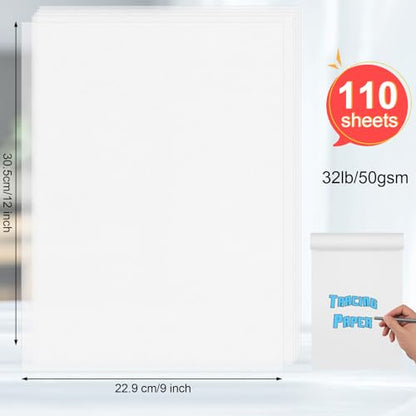 110 Sheets Tracing Paper for Drawing, 9”x12” Trace Paper, Translucent Vellum Paper Tracing Paper Pad, Tracing Pad for Sketching, Preliminary Drawing, Overlaying Images Tracing - size: 9”x12”（110 Sheets）