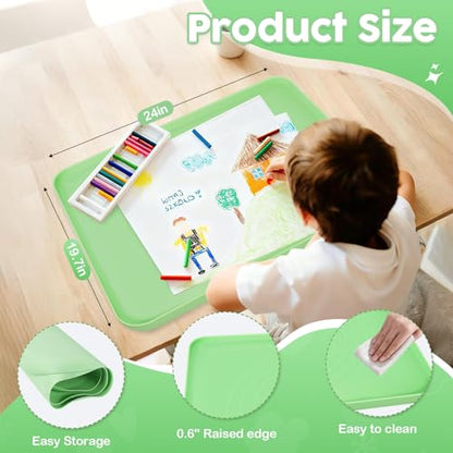 Silicone Art Mat for Crafts, Large 24x19.5 Inch Silicone Painting Mat & Craft Mat with Raised Edges for Artists, Jewelry Making, Playdough, Activities,Green - color: Green