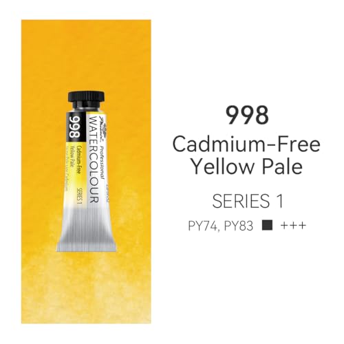 PHOENIX Professional Watercolor Paint Single Tube - 0.47 Fl Oz / 14ml - Cadmium-Free Yellow Pale - color: Cadmium-Free Yellow Pale, size: 0.47 Fl Oz (Pack of 1)