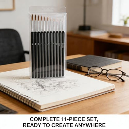 Detail Paint Brushes, 11Pcs Detail Brush Set, Miniature Paint Brushes for Fine Detailing & Art Painting, Suitable for Acrylic, Watercolor, Oil, Models, Paint by Numbers and DIY Craft Projects
