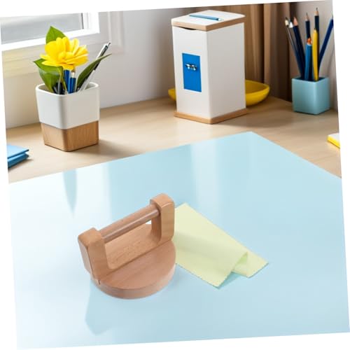 SAFIGLE Beech Wood Printmaking Baren Round Handle and Cleaning Cloth, Handheld Burnisher for Linocut and Rubber Stamps, Craft Paper Press Tool for DIY Printmaking and Block Printing