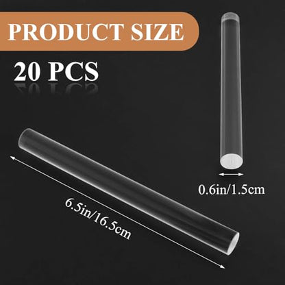 20 Pcs Acrylic Clay Roller, 6.5 Inch Round Tube Roller Pin Plastic Rolling Pin Clear Clay Bar Bulk for DIY Handmade, Art Craft DIY