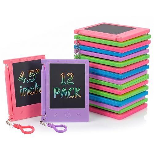 Mini LCD Writing Tablet for Kids - (Pack of 12) 4.5 Inch Colorful Doodle Board Drawing Pads - Educational Sketch Drawing Tablet Toys for Girls & Boys, Goodie Bags, Birthday Gifts, Party Favors, Prizes - size: 12-Pack