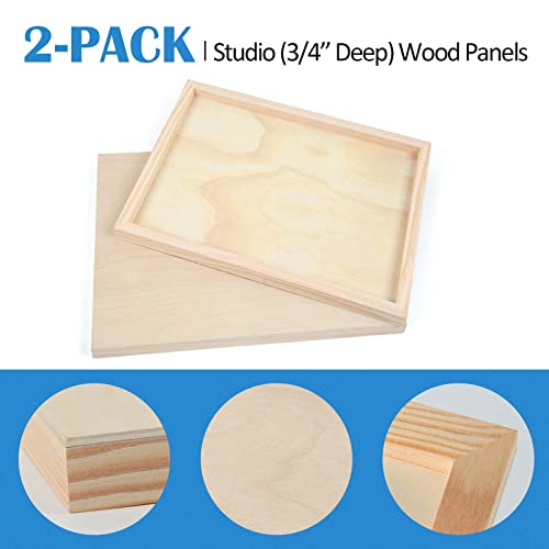 Unfinished Birch Wood Canvas Panels Kit, Falling in Art 2 Pack of 20 x20’’ Studio 3/4’’ Deep Cradle Boards for Pouring Art, Crafts, Painting, and More - size: 20*20 2-pack