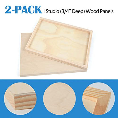 Unfinished Birch Wood Canvas Panels Kit, Falling in Art 2 Pack of 20 x20’’ Studio 3/4’’ Deep Cradle Boards for Pouring Art, Crafts, Painting, and More - size: 20*20 2-pack