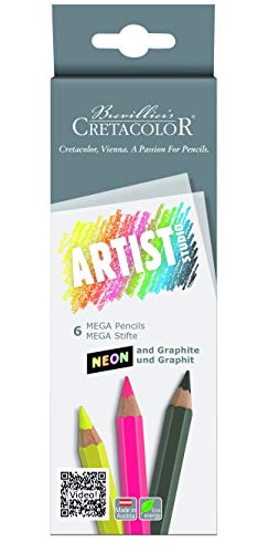 Cretacolor Artist Studio Mega Neon Pencil Set, Set of 6