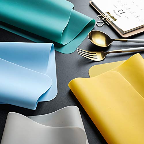 Silicone Placemats, Food-Grade Non-Slip Waterproof, Dining, Stain Resistant, Countertop Protector, Kitchen Counter Mat, Heat Resistant, Baking mat Dishwasher Safe (15.7x11.8Inch-4pack, Translucent) - color: Translucent, size: 15.7x11.8Inch-4pack