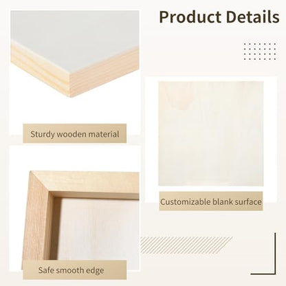 8 Pcs Wood Panels, 12×12 Inch Unfinished Wooden Boards for Painting, Wooden Canvas Panels for Pouring, Wood Cradle Boards for Art Crafts, DIY Projects