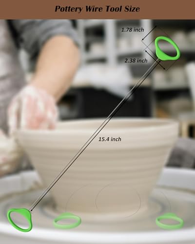 Pottery Wire Tool, Clay Cutting Wire, Green Handle Standard Pottery Wire Cutter, Pottery Wire Cut Off Tool for Pottery and Clay Artists - color: Green
