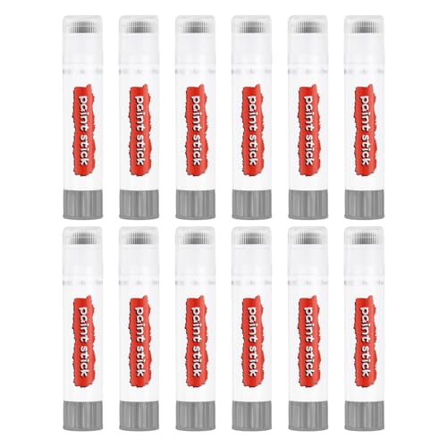 PATIKIL Tempera Paint Sticks, 12 Pcs Solid Tempera Paints Sticks Washable Bulk Markers Pen Quick Drying for Artists Beginners Art Supplies, Gray - color: Gray