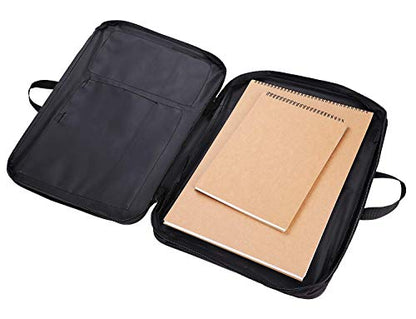 haozaikeji A3 Artist Portfolio Carrying Case Portable Draw Board Painting Pad Backpack Waterproof Heavy Duty Canvas Shoulder Bag Sketching Painting Art Supplies Carry Bag Black - color: Black