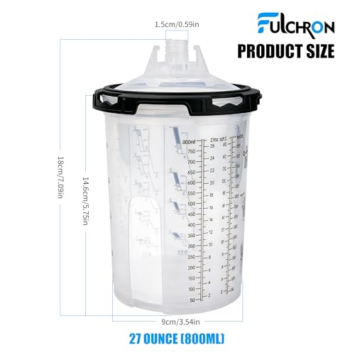 Disposable Paint Cups for Spray Guns, 45PCS 27oz (800ml) Paint Mixing Cup System with Lids, 2 Hard Cups & Retainer Rings, Ideal for Automotive Paint, Primer, Sealer and Clear Coat - size: 27 ounce