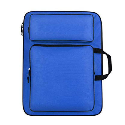 haozaikeji A3 Artist Portfolio Carry Case Bag Portable Waterproof Canvas Shoulder Bag Painting Pad Backpack for Sketching Painting Art Supplies with Shoulder Straps & Carry Handle - color: Dark Blue