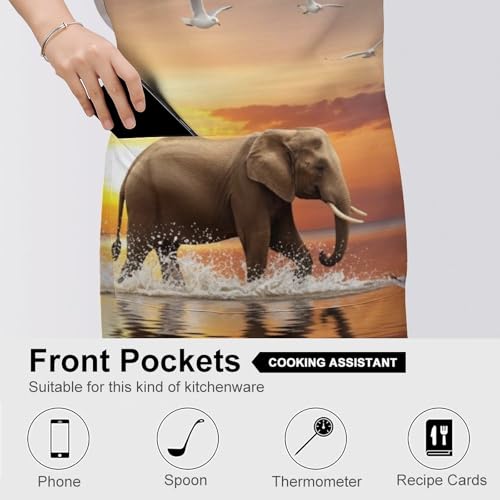 Cooking Apron for Adults with Pockets, Waterproof Oil Resistant Bib for Kitchen Restaurant BBQ Baking - color: Style (323)