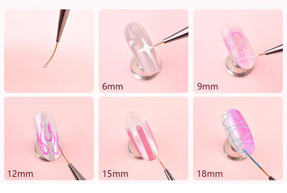 KADS Fine Liner Nail Brush Metal Handle Nail Painting Design Brush Drawing Pen 6mm 9mm 12mm 15mm 18mm (15mm) - color: 15mm (Single)