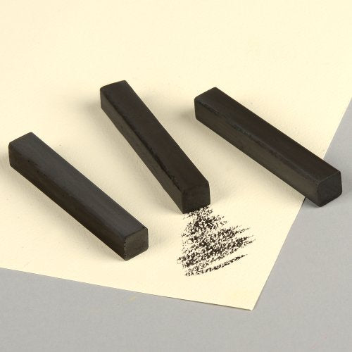 Derwent Alphacolor Soft Square Pastels, Char-Kole, Black, 12 Pastels per Set (167007)