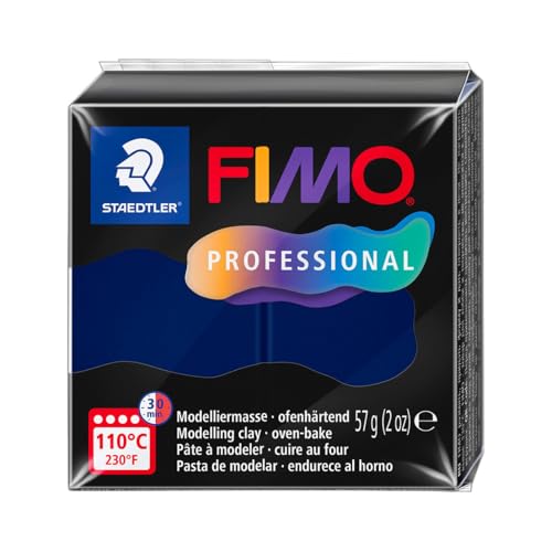STAEDTLER Polymer Modelling Clay - FIMO Professional - Oven Bake Clay - Navy Blue, 57g - 1 Block, 8040-34 - color: Navy Blue