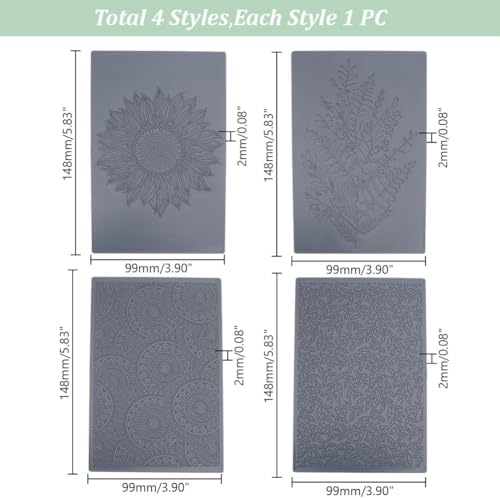 4pcs Polymer Clay Texture Sheets Set Texture Sheets Polymer Clay Works with Polymer Clay Cutter Effect as Polymer Clay Texture Roller Flowers for DIY Clay Making