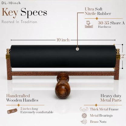 Leoball® Limited Edition Ultra-Soft Nitrile Rubber Block Printing Brayer, Deluxe Luxury 30-35 Shore A Rubber Roller, with Internal Bearing tech, 10 inch - size: 10 inch