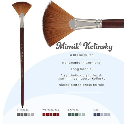 Creative Mark Mimik Kolinsky Watercolor Brush - # 10 Fan - Long Handle Synthetic Paint Brush - Handmade in Germany - Synthetic Sable Paint Brushes for Professional Artists - Animal-Friendly - size: 10