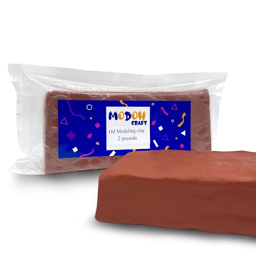 Plasticine Oil Based Modeling Clay, Non Hardening Reusable Clay, Non Toxic, Sulfur Free, No Bake, Non Drying Professional Plastilina Sculpting Clay (Terracotta, 2 Lbs) - color: Terracotta, size: 2 Lbs