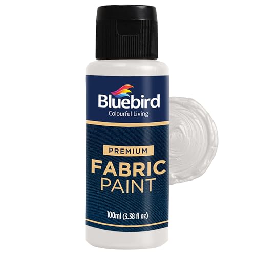 BLUEBIRD Fabric Paint, Brilliant Silver, 3.4 Fl Oz, Permanent Fabric Paints for Clothes, Furniture Upholstery - color: Brilliant Silver, size: 3.4 Fl Oz (Pack of 1)