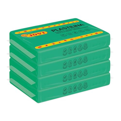 Jovi - Non-Hardening Pre-Sculpt Clay, 4 Green Bars, 0.77 lb Each | Professional Arts and Crafts Non-Toxic and Gluten Free plasticine - color: Light Green