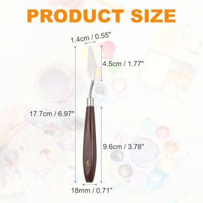 HARFINGTON Palette Knife Painting Tool 1.77 x 0.55 Stainless Steel Art Spatula Pallet Knives Scrapers Tools with Beech Wood Handle for Acrylic Oil Canvas Mixing Spreading, Red/Silver - size: 1.77" x 0.55"