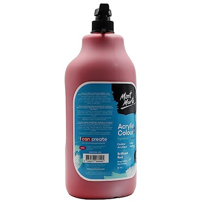 Mont Marte Discovery School Acrylic, Brilliant Red, 1/2 Gallon (2 Liter). Ideal for Students and Artists. Excellent Coverage and Fast Drying. Pump Lid Included. - color: Brilliant Red
