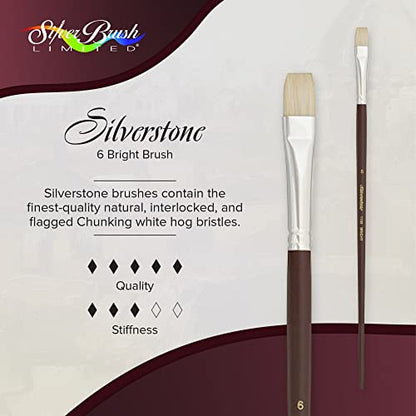Silver Brush 1102-6 Silverstone Excellent Long Handle Hog Bristle Brush, Bright, Size 6