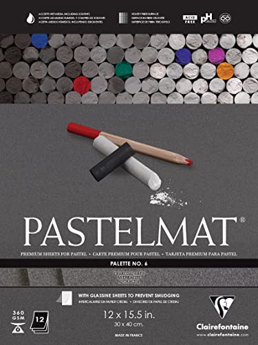 Clairefontaine Pastelmat Glued Pad - Palette No. 6 - (12 x 15 3/4 Inches) 30 x 40 cm - 360g - 12 Sheets - Charcoal Grey - color: Grey, size: 30 x 40 CM