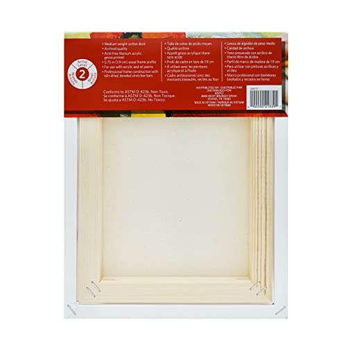 Artist's Loft 8" x 10" Level 2 Gallery Wrapped Traditional Canvas - Archival, Acid Free Cotton Canvas for Paint, Acrylic, & Oils - Bulk 12 Pack - size: 8 x 10