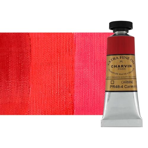 Charvin Extra Fine Oil Paint, Carmine 20 ml - Triple-Milled, Rich Texture, Poppy Oil-Based, Light-Fast, Handmade, Archival Quality - color: Carmine, size: 0.68 Fl Oz (Pack of 1)